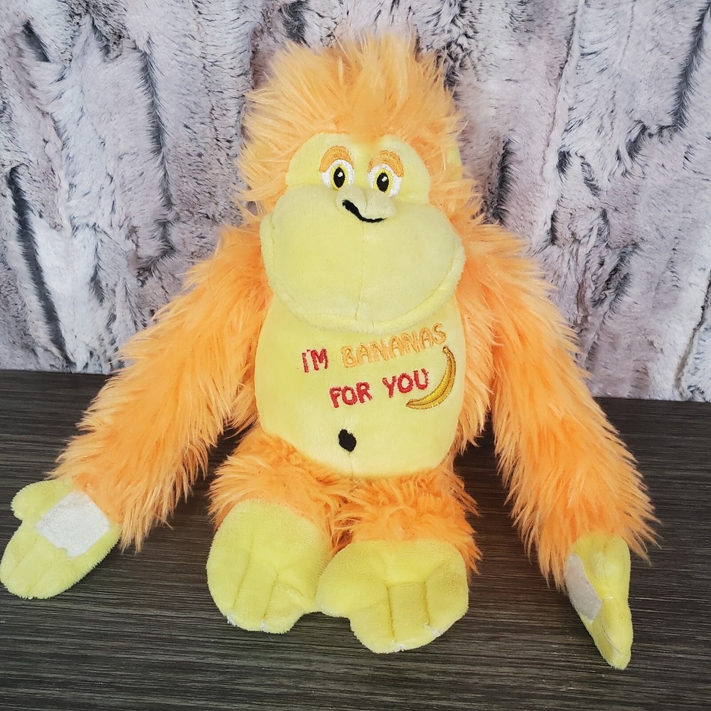 Anico Orange & Yellow Plush Gorilla Monkey Ape "I'M BANANAS FOR YOU" - Hangs 10"